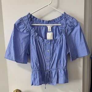 H&M Blue Striped Blouse